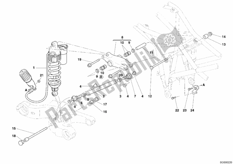 Todas as partes de Amortecedor Traseiro do Ducati Multistrada 1000 S 2005